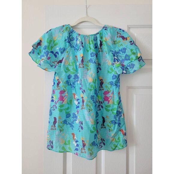 TANYA TAYLOR Eve Printed Ruffle Blouse $298 S - Picture 8 of 9